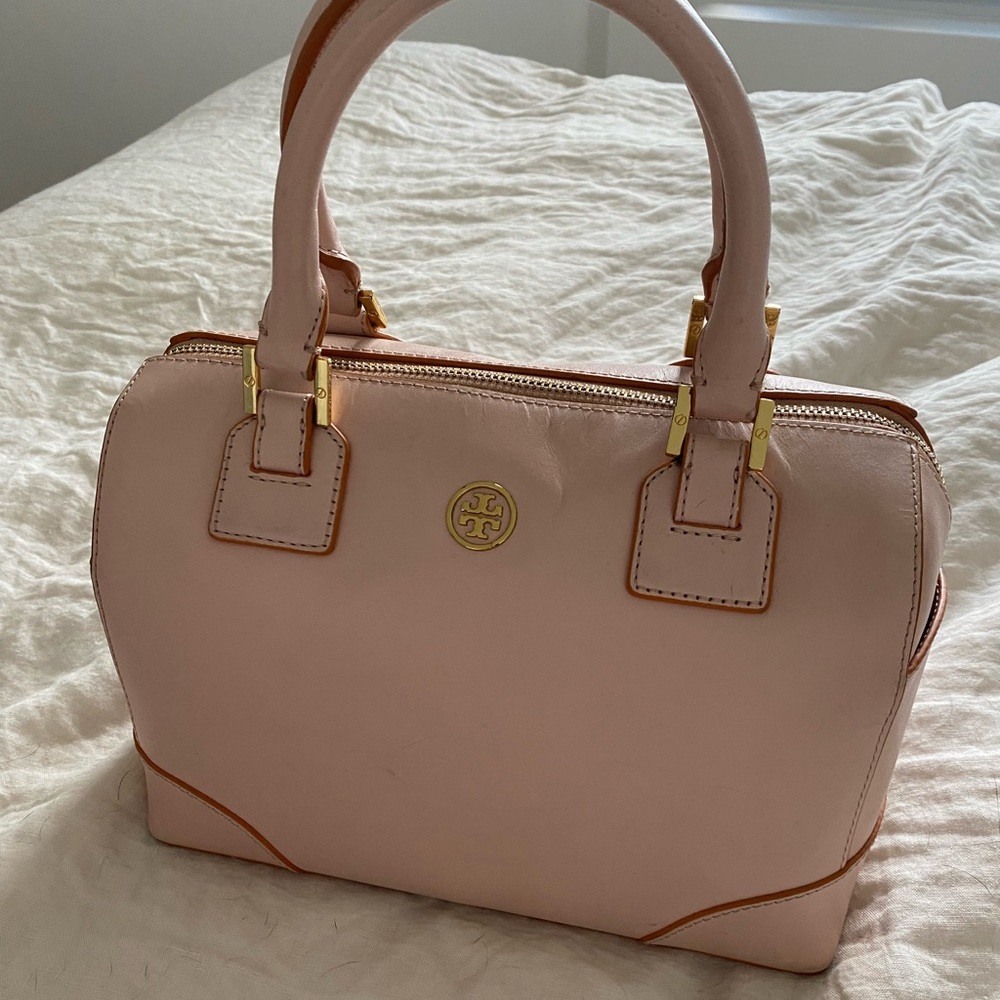 Tory Burch purse, baby pink 10” by 8” by 5”